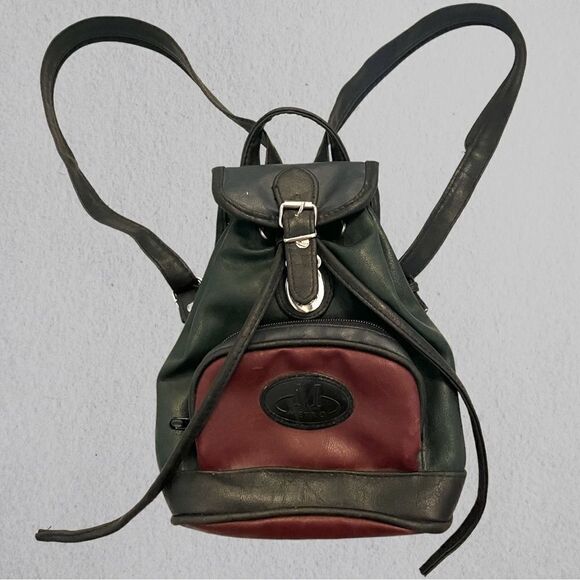 Vintage 90s faux leather mini backpack dark academia - Picture 1 of 6